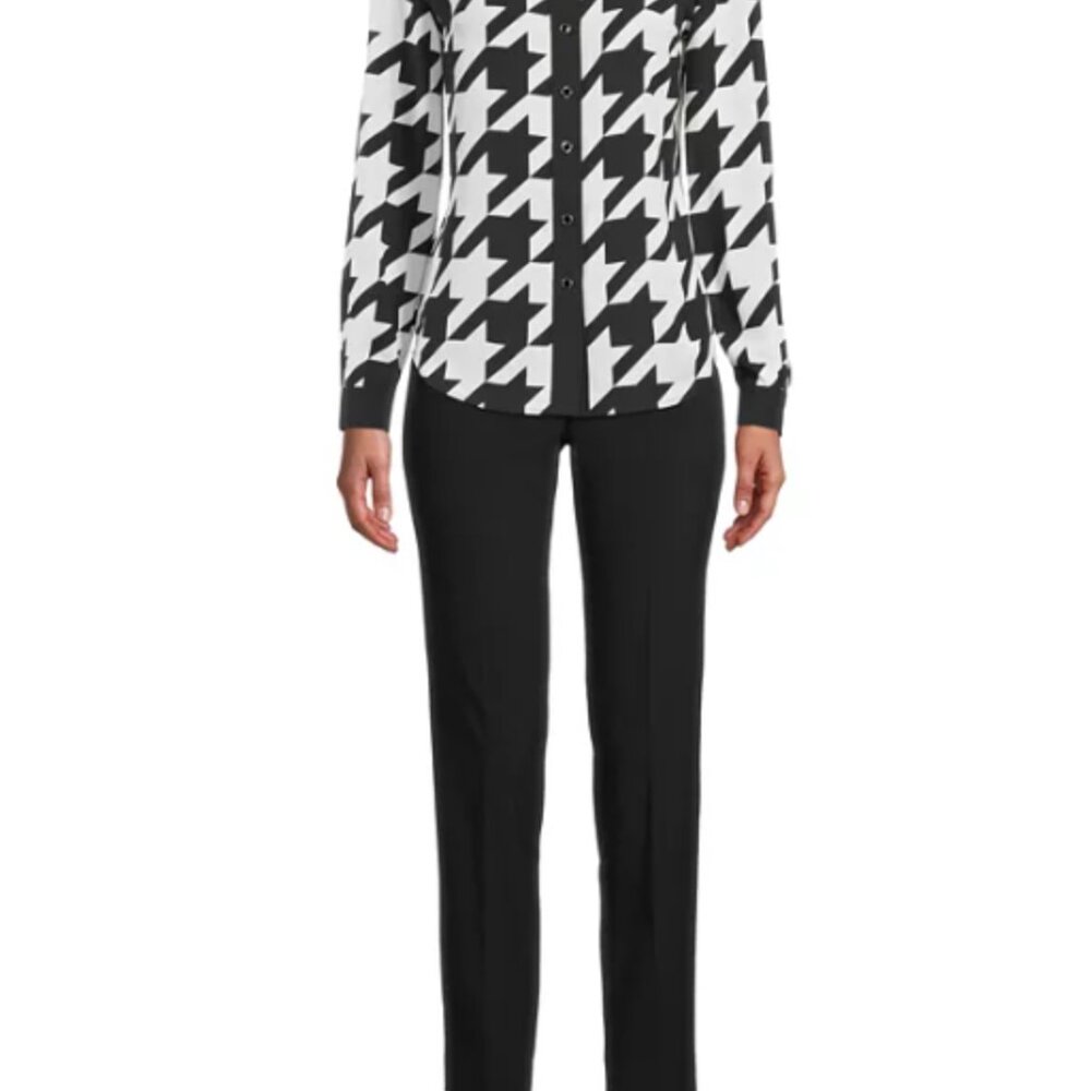 Anne Klein Black and White Houndstooth Shirt. Size 14 - Picture 3 of 7